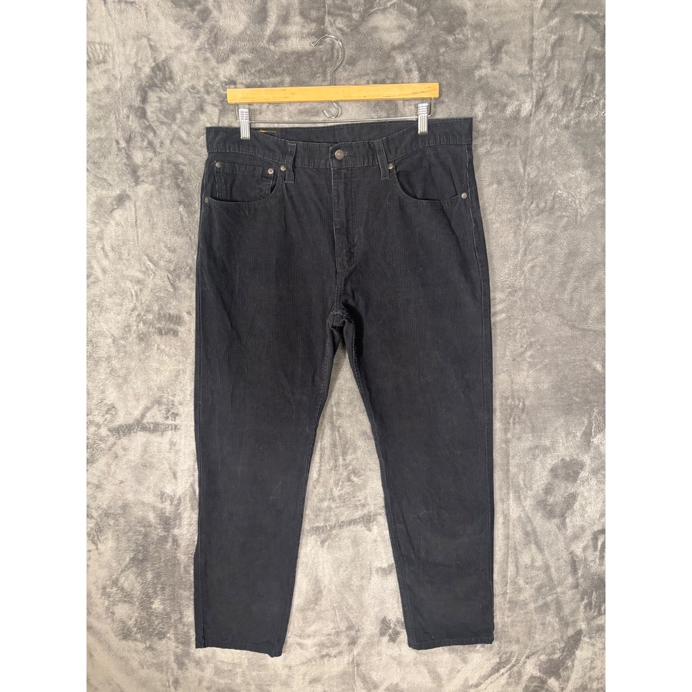 Levis 502 Regular Taper Black Corduroy Pants Mens 36x32 Tapered Leg